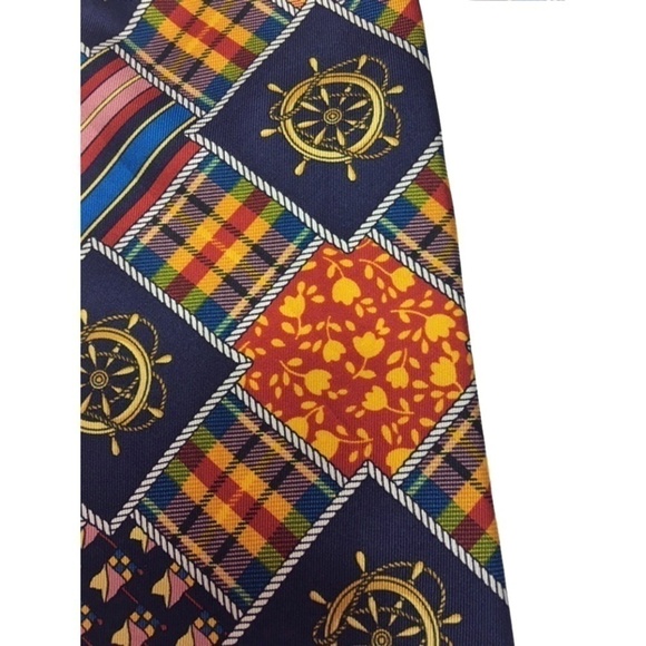 POOLO da Ponte 100% Silk Patchwork Nautical Made in Italy Vintage - Picture 5 of 8
